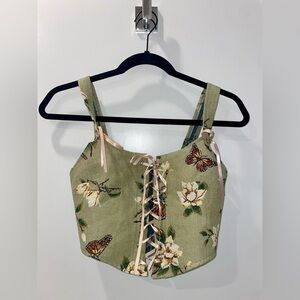 Floral and Butterfly Corset Tie Top